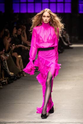 Roberto Cavalli fashion show during the Milan Fashion Week - Womenswear Fall Winter 2026 2027 in Milan, Italy, on 24 February 2026. A model walks the runway at Roberto Cavalli fashion show during the Milan Fashion Week - Womenswear Fall Winter 2026 2027 in Milan, Italy, on 24 February 2026., Credit:Stefano Costantino TTL Avalon Italy, Milan  Copyright: xStefanoxCostantinoxTTLx xAvalonx 1078565398
