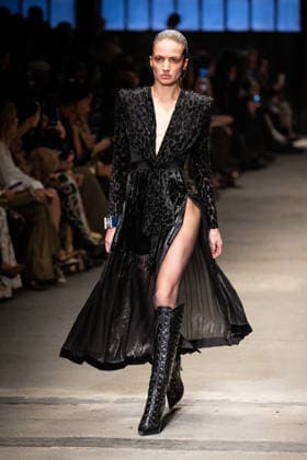 Roberto Cavalli fashion show during the Milan Fashion Week - Womenswear Fall Winter 2026 2027 in Milan, Italy, on 24 February 2026. A model walks the runway at Roberto Cavalli fashion show during the Milan Fashion Week - Womenswear Fall Winter 2026 2027 in Milan, Italy, on 24 February 2026., Credit:Stefano Costantino TTL Avalon Italy, Milan  Copyright: xStefanoxCostantinoxTTLx xAvalonx 1078565427