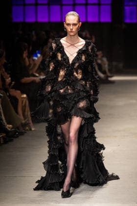 Roberto Cavalli fashion show during the Milan Fashion Week - Womenswear Fall Winter 2026 2027 in Milan, Italy, on 24 February 2026. A model walks the runway at Roberto Cavalli fashion show during the Milan Fashion Week - Womenswear Fall Winter 2026 2027 in Milan, Italy, on 24 February 2026., Credit:Stefano Costantino TTL Avalon Italy, Milan  Copyright: xStefanoxCostantinoxTTLx xAvalonx 1078565443