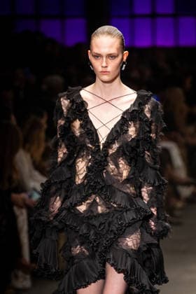 Roberto Cavalli fashion show during the Milan Fashion Week - Womenswear Fall Winter 2026 2027 in Milan, Italy, on 24 February 2026. A model walks the runway at Roberto Cavalli fashion show during the Milan Fashion Week - Womenswear Fall Winter 2026 2027 in Milan, Italy, on 24 February 2026., Credit:Stefano Costantino TTL Avalon Italy, Milan  Copyright: xStefanoxCostantinoxTTLx xAvalonx 1078565453