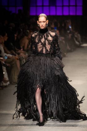 Roberto Cavalli fashion show during the Milan Fashion Week - Womenswear Fall Winter 2026 2027 in Milan, Italy, on 24 February 2026. A model walks the runway at Roberto Cavalli fashion show during the Milan Fashion Week - Womenswear Fall Winter 2026 2027 in Milan, Italy, on 24 February 2026., Credit:Stefano Costantino TTL Avalon Italy, Milan  Copyright: xStefanoxCostantinoxTTLx xAvalonx 1078565512