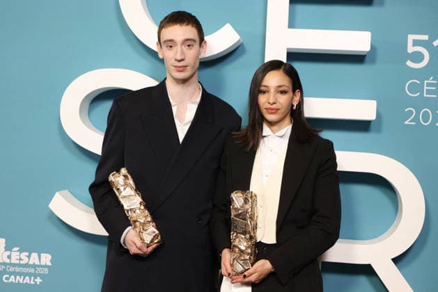 51st Cesar Ceremony Press Room Théodore Pellerin Nadia Melliti pose with the Rising Star Cesar Awards during the 51st Cesar Film Awards held at l Olympia on February 26, 2026, in Paris, France. Photo by Jerome Domine ABACAPRESS.COM Paris France  Copyright: xDominexJerome ABACAx