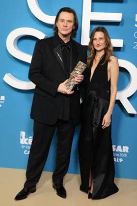 51st Cesar Ceremony Press Room Jim Carrey poses with the Honorary Cesar Award and Camille Cottin during the 51st Cesar Film Awards held at l Olympia on February 26, 2026, in Paris, France. Photo by Jerome Domine ABACAPRESS.COM Paris France  Copyright: xDominexJerome ABACAx