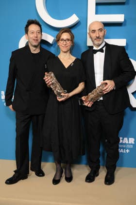 51st Cesar Ceremony Press Room Fabrice Goldstein, Carine Tardieu and Antoine Rein pose with the Best Movie Cesar Award during the 51st Cesar Film Awards held at l Olympia on February 26, 2026, in Paris, France. Photo by Jerome Domine ABACAPRESS.COM Paris France  Copyright: xDominexJerome ABACAx