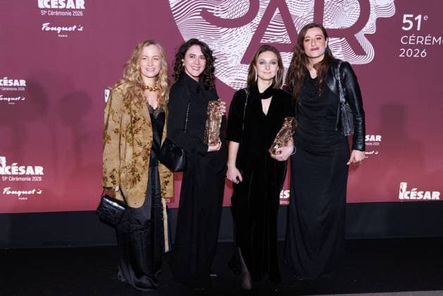 51st Cesar Awards - Fouquet s Dinner Margaux Fournier, Laureen Bolton and Audrey Smadja Iritz posing upon arrival at the Gala Dinner following the 51st Cesar Awardsceremony, held at the iconic Fouquet’s restaurant in Paris on February 26, 2026. Photo byDavid Boyer ABACAPRESS.COM Paris France  Copyright: xBoyerxDavid ABACAx
