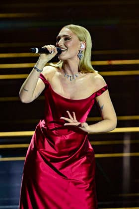 76th Italian Song Festival of Sanremo 3rd Evening Teatro Ariston - Sanremo, Italy Mara Sattei 76th Italian Song Festival of Sanremo 3rd Evening Teatro Ariston - Sanremo, Italy 26th February 2026 SGPItalia id 134399_050 Not Exclusive  Copyright: xAlfonsoxCatalano SGPx
