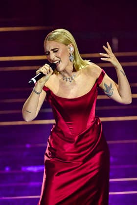 76th Italian Song Festival of Sanremo 3rd Evening Teatro Ariston - Sanremo, Italy Mara Sattei 76th Italian Song Festival of Sanremo 3rd Evening Teatro Ariston - Sanremo, Italy 26th February 2026 SGPItalia id 134399_050 Not Exclusive  Copyright: xAlfonsoxCatalano SGPx