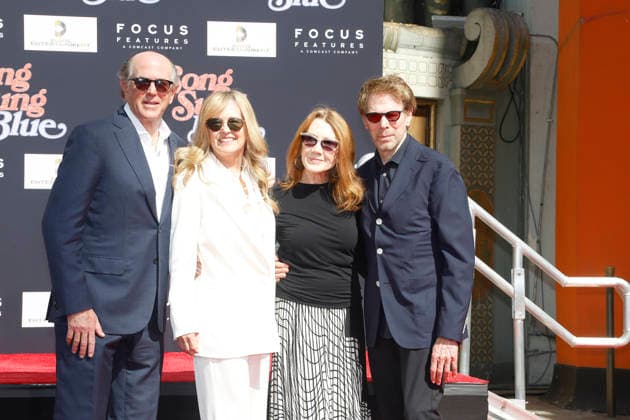 February 26, 2026, Los Angeles, California, USA: John Davis, Jordan Davis, Linda Bruckheimer, Jerry Bruckheimer at a ceremony honoring producer John Davis with hand and foot prints at the TCL Chinese Theatre IMAX. Los Angeles USA - ZUMAg107 20260226_zep_g107_040 Copyright: xNinaxPrommerx