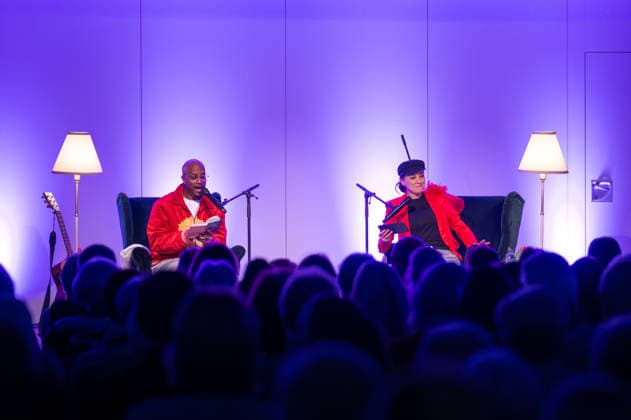 Op de Fründschop Heger and Dibaba on a reading tour Edewecht, Germany, 26 02 2026 Musician and entertainer Annie Heger and TV presenter Yared Dibaba present a musical reading They are currently on a reading tour in various cities with their book Op de Fründschop