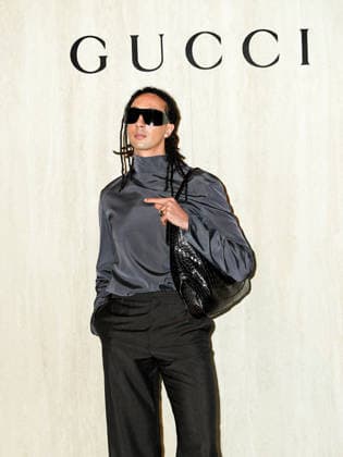MFW - Guests at GUCCI Runway - Arrivals Ghali at the Gucci Fashion Show during Milan Women s Fashion Week Fall Winter 2026 27 in Milan. Milan, Italy, February 27, 2026. Photo by Riccardo Giordano IPA ABACAPRESS.COM Milan Italy  Copyright: xGiordanoxRiccardo IPA ABACAx