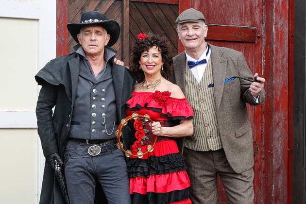 Three celebrities In the Valley of Death Florian Fitz, Isabel Varell and Heinrich Schafmeister are the guest stars in the 2026 season of the Karl May Games in Bad Segeberg, photo session on 27 2 2026 in the Indian Village, open-air theater Bad Segeberg, Schleswig Holstein