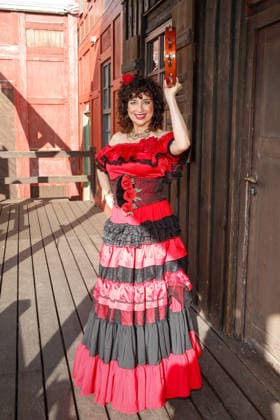 Isabel Varell plays the spirited Senorita Miranda Three celebrities In the Valley of Death Florian Fitz, Isabel Varell and Heinrich Schafmeister are the guest stars in the 2026 season of the Karl May Games in Bad Segeberg, photo session on 27 2 2026 in the Indian Village, open-air theater Bad Segeberg, Schleswig Holstein