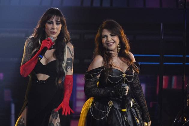 Photo IPP Felice De Martino Sanremo 26 02 2026 76th Italian Song Festival fourth night cover night In the photo Bambole di Pezza with Cristina DAvena Italy Photo Press World Copyright