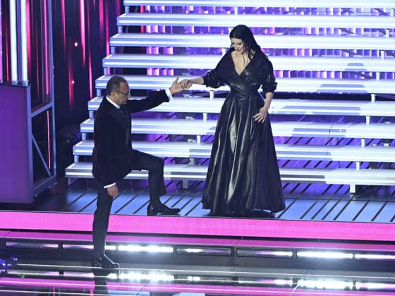 Sanremo, 76th Italian Song Festival. Fourth Evening. Pictured: Carlo Conti, Laura Pausini  Copyright: xMaurizioxD Avanzox xipa-agency.netx xPoolxSanremox02x IPA_Agency_IPA72119685