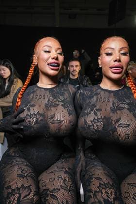 Milan, Milan Women s Fashion Week: Fall Winter 2026 27 - Women s Fashion, Fall Winter 2026 27 - GCDS fashion show - front raw in the photo: Shannon and Shannade Clermont  Copyright: xRiccardoxGiordanox xipa-agency.netx xRiccardoxGIordanox IPA_Agency_IPA72123059
