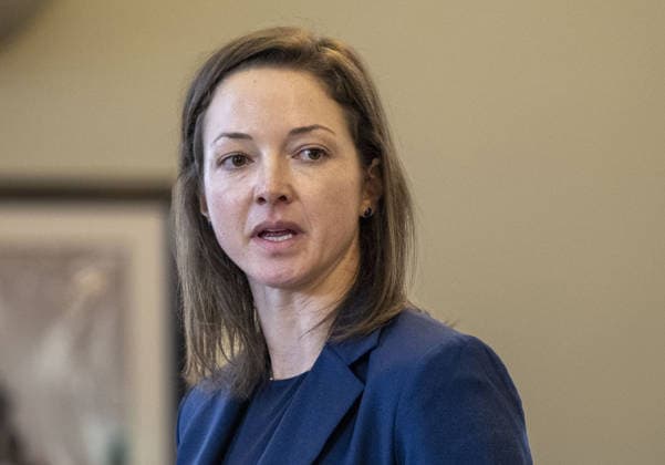 February 27, 2026, Auburn, California, USA: ADRIENNE SPOHR, daughter of the shooting victims of former MLB pitcher Daniel Serafini, looks at him as she gives her victim statement during his sentencing for murder in Placer Superior Court in Auburn. Serafini, a first-round pick in the 1992 MLB Draft at the age of 18, was convicted of his father-in-law s murder and mother-in-law s attempted murder. Auburn USA - ZUMAs76_ 20260227_new_s76_356 Copyright: xHectorxAmezcuax