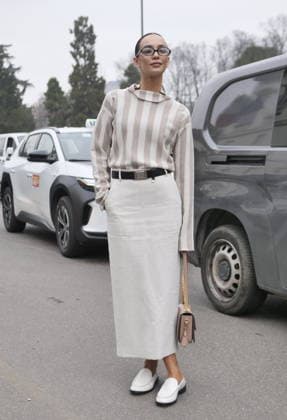 Milan, Milan Women s Fashion Week Fall Winter 2026 27 - Women s Fashion, Fall Winter 2026 27 - Tods fashion show - arrivals In the photo: Guest  Copyright: xLucaxPontix xipa-agency.netx xx IPA_Agency_IPA72130378