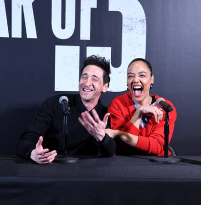 February 27, 2026, New York, New York, USA: ADRIEN BRODY and Tessa Thompson attend The Fear of 13 Broadway press event at James Earl Jones Theatre in New York. New York USA  - ZUMAp281 20260227_zea_p281_050 Copyright: xPhotoxImagexPressx