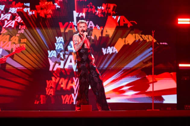 Dress rehearsal MGP final 2026 Lillehammer 20260228 Jonas Lovv during the dress rehearsal for the Eurovision Song Contest final in Hakons hall at Lillehammer, Saturday evening Photo Geir Olsen NTB Lillehammer Norway 90pct6ce7Qk EDITORIAL USE ONLY Ref ENT90pct6ce7Qk jpg  Copyright: xGeirxOlsenx xNTBx