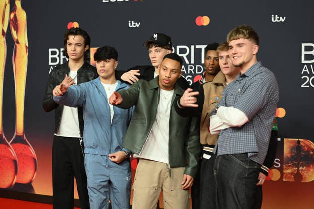 The BRIT Awards 2026, Co-op Live, Manchester, UK, 28 February 2026. Hendrik Christoffersen, Cruz Lee-Ojo, Nicolas Alves, Josh Olliver, Danny Bretherton, Sean Hayden and John Fadare at The BRIT Awards 2026, Co-op Live, Manchester, UK, 28 February 2026., Credit:Tina Korhonen Avalon United Kingdom, Manchester Copyright: xTinaxKorhonenx xAvalonx 1079011702