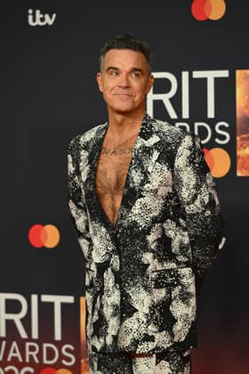 The BRIT Awards 2026, Co-op Live, Manchester, UK, 28 February 2026. Robbie Williams at The BRIT Awards 2026, Co-op Live, Manchester, UK, 28 February 2026., Credit:Tina Korhonen Avalon United Kingdom, Manchester Copyright: xTinaxKorhonenx xAvalonx 1079033956