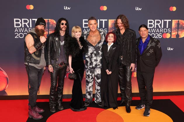 Celebrities attend The BRIT Awards 2026 at Co-op Live in Manchester, England Featuring: Tommy Clufetos, Kelly Osbourne, Robbie Williams, Sharon Osbourne, Adam Wakeman, Robert Trujillo Where: Manchester, United Kingdom When: 28 Feb 2026 Credit: Alex Cropper Cover Images EDITORIAL USE ONLY. NOT FOR USE BY NEWSPAPERS BASED IN THE UK. Copyright: xx coverimg55515197