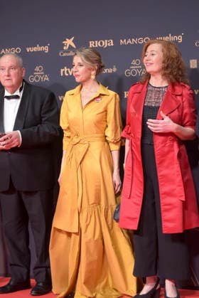 Red carpet of the Goya Awards 2026 I D The Minister of Industry and Tourism, Jordi Hereu, the Second Vice President and Minister of Labor and Social Economy, Yolanda Diaz and the President of Congress, Francina Armengol pose on the red carpet of the 40th edition of the Goya Awards, at the Auditori del Centre de Convencions Internacionals, on February 28, 2026, in Barcelona, Cataluna Spain The awards are given annually by the Academy of Motion Picture Arts and Sciences of Spain AACCE with the aim of rewarding the best professionals in each of the various technical and creative specialties of Spanish cinema 28 FEBRUARY 2026 RED CARPET BARCELONA GOYA AWARDS CINEMA AWARDS Barcelona Catalunya Barcelona Catalunya Catalunya Spain  Copyright: xAlbertoxParedesx 7328319