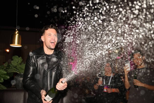 SUNDSVALL, SWEDEN 20260301 Finalist Robin Bengtsson celebrates during the after party at Clarion Hotel Sundsvall after round 5 of Melodifestivalen 2026 SUNDSVALL SWEDEN x11900x  Copyright: xPärxBäckström TTx MELODIFESTIVALEN 2026 SUNDSVALL EFTERFEST P-fTqPcch1s