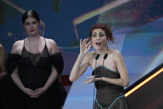 Goya Awards Gala 2026 Actress Miriam Garlo collects the Goya for Best New Actress for Sorda during the 40th edition of the Goya Awards, at the Auditori del Centre de Convencions Internacionals, on February 28, 2026, in Barcelona, Cataluna Spain The awards are given annually by the Academy of Motion Picture Arts and Sciences of Spain AACCE with the aim of rewarding the best professionals in each of the various technical and creative specialties of Spanish cinema 28 FEBRUARY 2026 GOYA AWARDS AWARDED CINEMA CINEMATOGRAPHY GALA DELIVERY BARCELONA Barcelona, Cataluna Barcelona, Cataluna Spain  Copyright: xDavidxZorrakinox 7328700