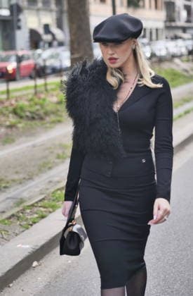 Milan, Milan Women s Fashion Week Fall Winter 2026 27 - Women s Fashion, Fall Winter 2026 27 - Dolce & Gabbana fashion show - arrivals In the photo: Guest  Copyright: xLucaxPontix xipa-agency.netx xx IPA_Agency_IPA72197288