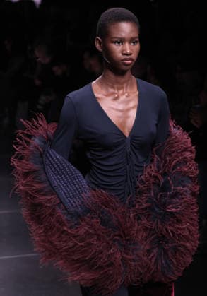 March 1, 2026, Milan, MILAN: A model presents a creation of Italian label Giorgio Armani from the Fall Winter 2026 2027 collection at the Milan Fashion Week, in Milan, Italy, 1 March 2026. Milan Fashion Week runs from 24 Frebruary to 2 March 2026. .ANSA MATTEO BAZZI. Milan MILAN  - ZUMAa110 20260301_zaf_a110_107 Copyright: xMatteoxBazzix