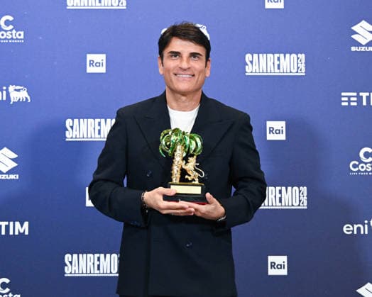 Sanremo, 76th Italian Song Festival - 2026 winners photocall. Pictured: Sal Da Vinci.  Copyright: xManuelexMangiarottix xipa-agency.netx xManuelexMangiarottix IPA_Agency_IPA72211203