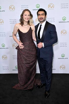 Emily V Gordon and Kumail Nanjiani at the 37th Producers Guild Awards 2026 at the Fairmont Century Plaza Los Angeles Hotel, 28 02 2026 Foto:xD.xStarbuckx xFuturexImagex pga_6314