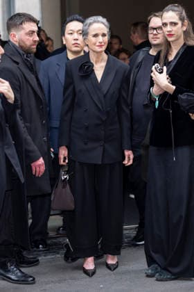 ARMANI - Guest arrivals - Milan Fashion Week - Womenswear Fall Winter 2026 2027 MILAN, ITALY - FEBRUARY 28: Andie MacDowell arrives to Armani fashion show during the Milan Womenswear Fall Winter 2026 2027 Fashion Week on March1st, 2026 in Milan, Italy. Photo by Marco Piovanotto Abacapress.com  Copyright: xPiovanottoxMarco ABACAx