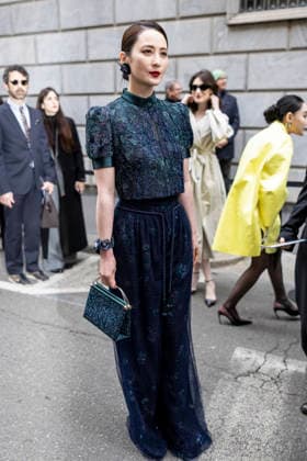 ARMANI - Guest arrivals - Milan Fashion Week - Womenswear Fall Winter 2026 2027 MILAN, ITALY - FEBRUARY 28: Jiang Qinqin arrives to Armani fashion show during the Milan Womenswear Fall Winter 2026 2027 Fashion Week on March1st, 2026 in Milan, Italy. Photo by Marco Piovanotto Abacapress.com  Copyright: xPiovanottoxMarco ABACAx