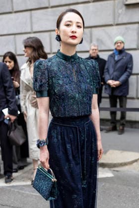ARMANI - Guest arrivals - Milan Fashion Week - Womenswear Fall Winter 2026 2027 MILAN, ITALY - FEBRUARY 28: Jiang Qinqin arrives to Armani fashion show during the Milan Womenswear Fall Winter 2026 2027 Fashion Week on March1st, 2026 in Milan, Italy. Photo by Marco Piovanotto Abacapress.com  Copyright: xPiovanottoxMarco ABACAx