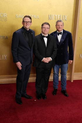 32nd Annual Actor Awards guest, Sean Astin and Ted Sarandos at the 32nd Annual Actor Awards presented by SAG-AFTRA (formerly Screen Actors Guild Awards) held at the Shrine Auditorium and Expo Hall on March 1, 2026 in Los Angeles, California, United States., Credit:Xavier Collin Avalon USA, Los Angeles  Copyright: xXavierxCollinx xAvalonx 1079433926
