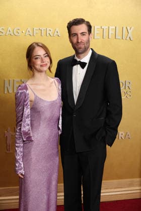 32nd Annual Actor Awards Emma Stone and guest at the 32nd Annual Actor Awards presented by SAG-AFTRA (formerly Screen Actors Guild Awards) held at the Shrine Auditorium and Expo Hall on March 1, 2026 in Los Angeles, California, United States., Credit:Xavier Collin Avalon USA, Los Angeles  Copyright: xXavierxCollinx xAvalonx 1079442613