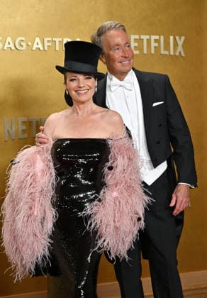 Fran Drescher and Peter Marc Jacobson attend the 32nd annual Actor Awards (formerly the SAG Awards) held at the Shrine Auditorium in Los Angeles on Sunday, March 1, 2026.  LAP20260301673 CHRISxCHEW
