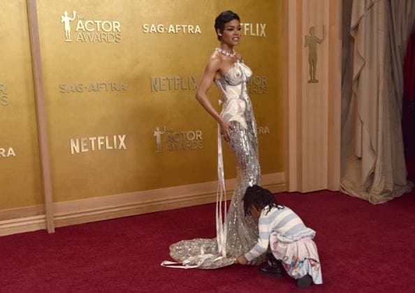 Teyana Taylor attends the 32nd annual Actor Awards (formerly the SAG Awards) held at the Shrine Auditorium in Los Angeles on Sunday, March 1, 2026.  LAP20260301700 CHRISxCHEW