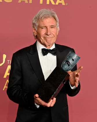 Harrison Ford, recipient of the SAG-AFTRA Life Achievement Award, appears backstage during the 32nd annual SAG Awards held at the Shrine Auditorium in Los Angeles on Sunday, March 1, 2026.  LAP20260301886 JIMxRUYMEN