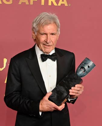 Harrison Ford, recipient of the SAG-AFTRA Life Achievement Award, appears backstage during the 32nd annual SAG Awards held at the Shrine Auditorium in Los Angeles on Sunday, March 1, 2026.  LAP20260301887 JIMxRUYMEN