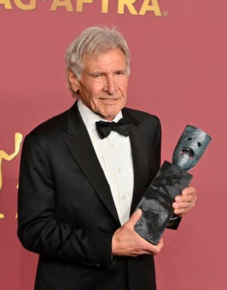 Harrison Ford, recipient of the SAG-AFTRA Life Achievement Award, appears backstage during the 32nd annual SAG Awards held at the Shrine Auditorium in Los Angeles on Sunday, March 1, 2026.  LAP20260301891 JIMxRUYMEN