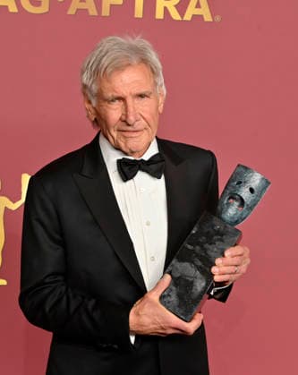 Harrison Ford, recipient of the SAG-AFTRA Life Achievement Award, appears backstage during the 32nd annual SAG Awards held at the Shrine Auditorium in Los Angeles on Sunday, March 1, 2026.  LAP20260301892 JIMxRUYMEN