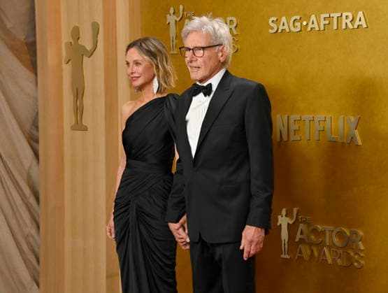 Calista Flockhart and Harrison Ford attend the 32nd annual Actor Awards (formerly the SAG Awards) held at the Shrine Auditorium in Los Angeles on Sunday, March 1, 2026.  LAP20260301897 JIMxRUYMEN