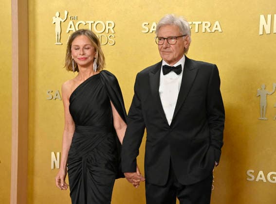 Calista Flockhart and Harrison Ford attend the 32nd annual Actor Awards (formerly the SAG Awards) held at the Shrine Auditorium in Los Angeles on Sunday, March 1, 2026.  LAP20260301900 JIMxRUYMEN