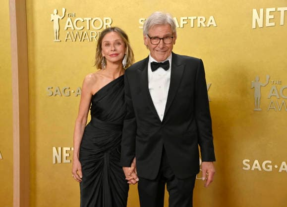 Calista Flockhart and Harrison Ford attend the 32nd annual Actor Awards (formerly the SAG Awards) held at the Shrine Auditorium in Los Angeles on Sunday, March 1, 2026.  LAP20260301901 JIMxRUYMEN