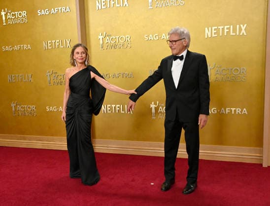 Calista Flockhart and Harrison Ford attend the 32nd annual Actor Awards (formerly the SAG Awards) held at the Shrine Auditorium in Los Angeles on Sunday, March 1, 2026.  LAP20260301902 JIMxRUYMEN