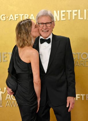 Calista Flockhart and Harrison Ford attend the 32nd annual Actor Awards (formerly the SAG Awards) held at the Shrine Auditorium in Los Angeles on Sunday, March 1, 2026.  LAP20260301904 JIMxRUYMEN