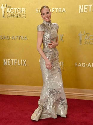 Leslie Bibb attends the 32nd annual Actor Awards (formerly the SAG Awards) held at the Shrine Auditorium in Los Angeles on Sunday, March 1, 2026.  LAP20260301975 JIMxRUYMEN